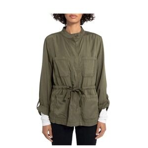 Social Standard by Sanctuary Olive Green Utility Jacket Drawstring Waist Roll L